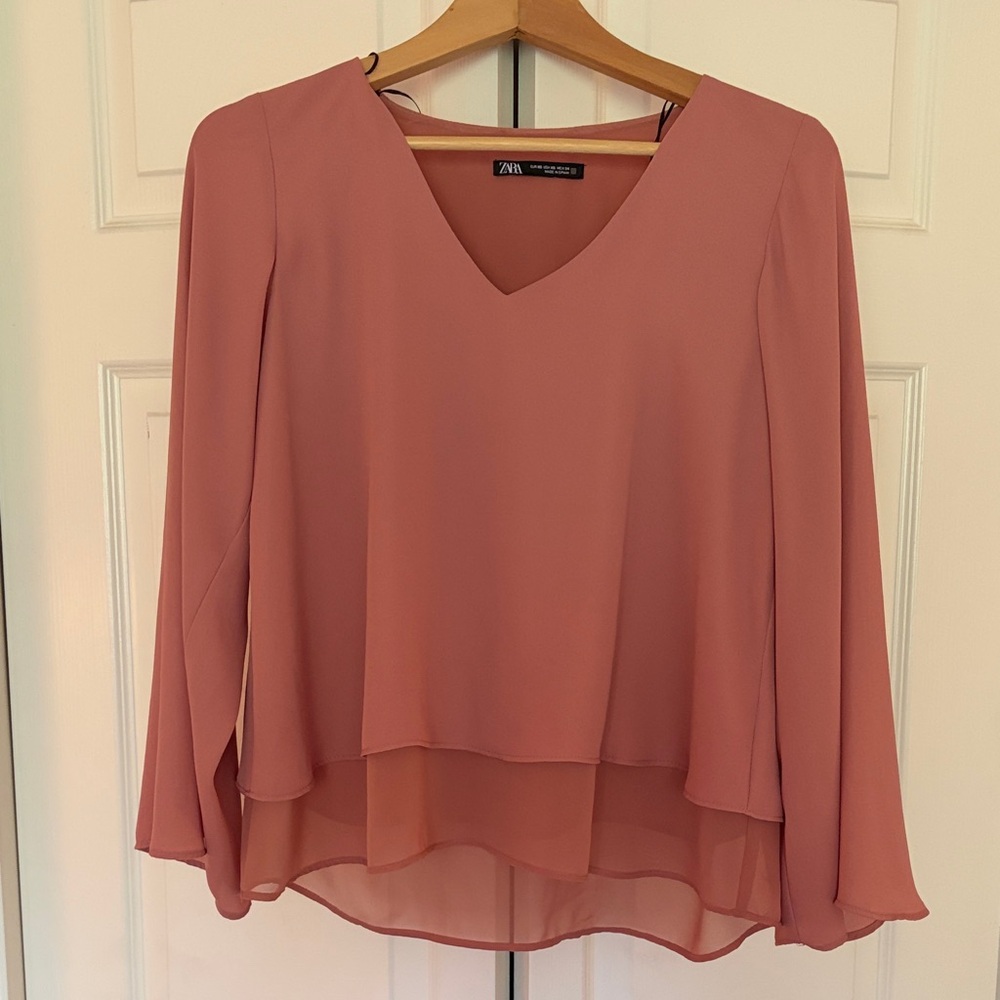 Zara Women's Blush Layered Blouse